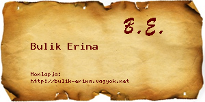 Bulik Erina névjegykártya